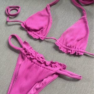 PACSUN pink magenta strappy bikini set
